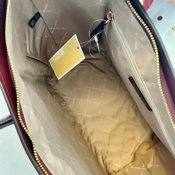 Michael Kors Avril Extra-Large Leather and Suede Tote Bag Oxblood - Picture 9 of 11